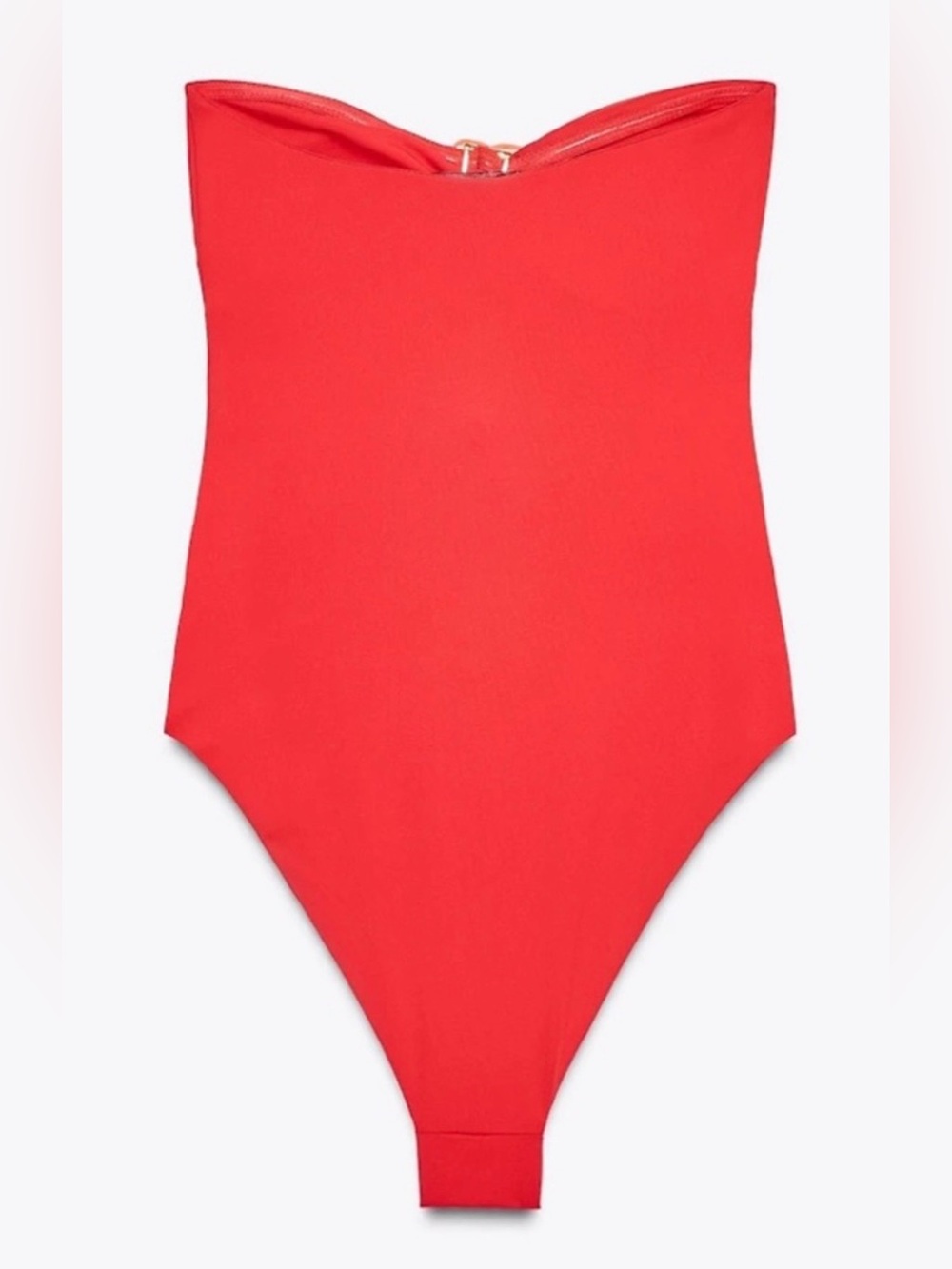 Zara Orange Cutout Floral Bandeau One Piece Swimming Suit 0167/203/679 Size XL - Picture 5 of 9